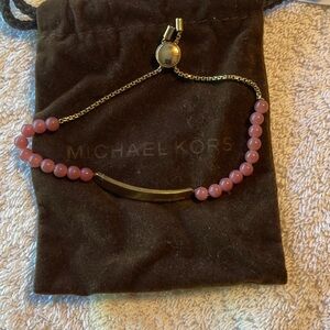 Michael Kors Gold and Pink Beaded Bracelet
